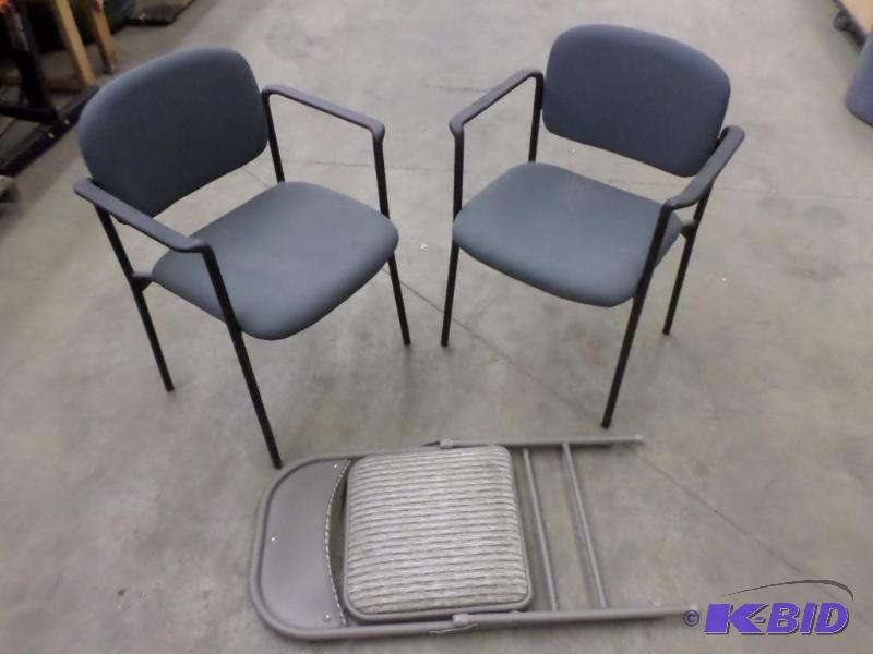 lot 41 image: (2) Office Chairs & (1) Steel Folding Cha...
