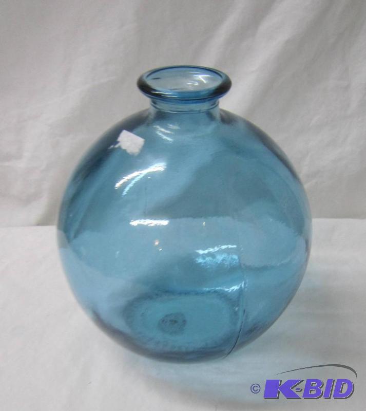 NEW Aqua Blue Glass Vase Heavy Duty