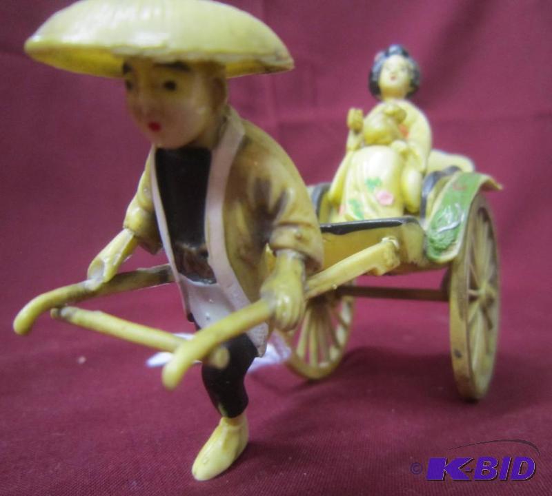 VINTAGE COLLECTIBLE - Oriental Man and Women - Rickshaw