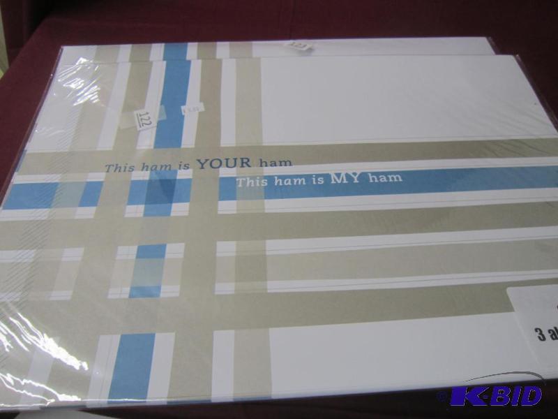 Paper Placemats Mutli Colored on one side and on the other This Ham is Your Ham This Ham is My Ham