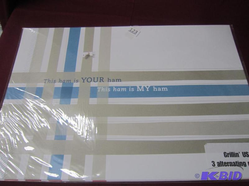 Paper Placemats Mutli Colored on one side and on the other This Ham is Your Ham This Ham is My Ham