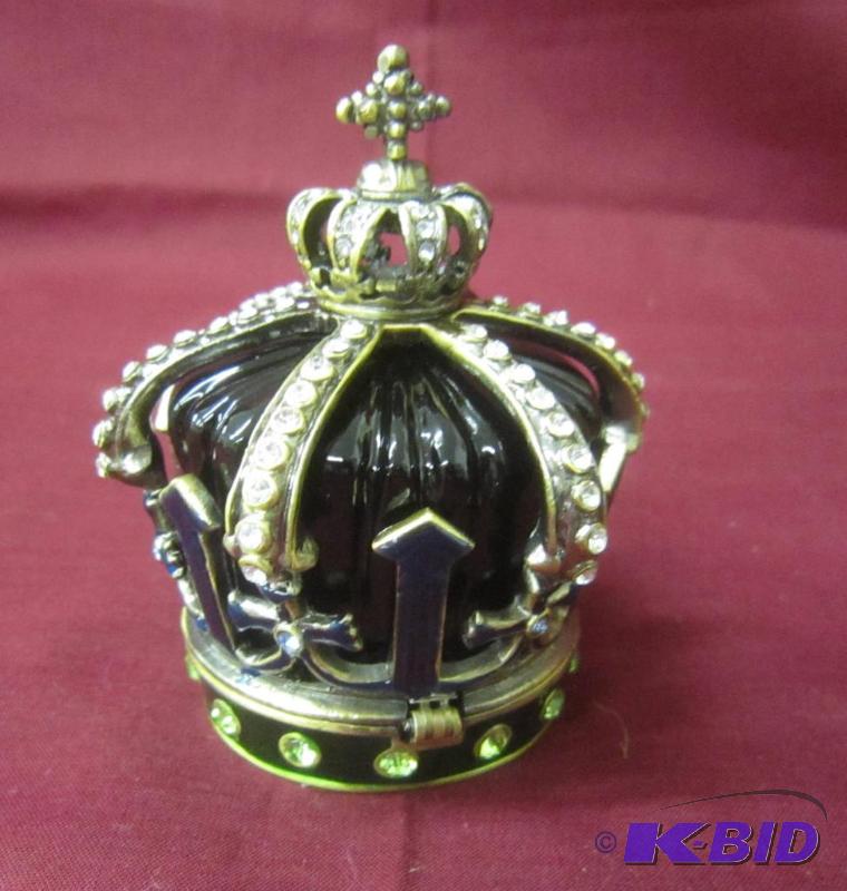 NEW  Jeweled Hinged Dresser Box Crown
