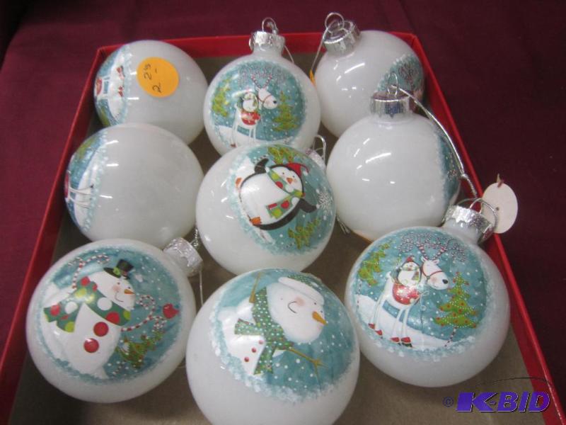 9 Glass Christmas Ornament Round