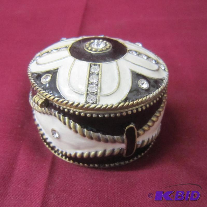 NEW  Jeweled Hinged Dresser Box or Stamp Holder