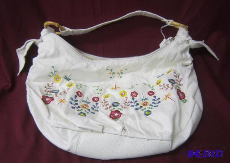 White Hand Crewel Purse