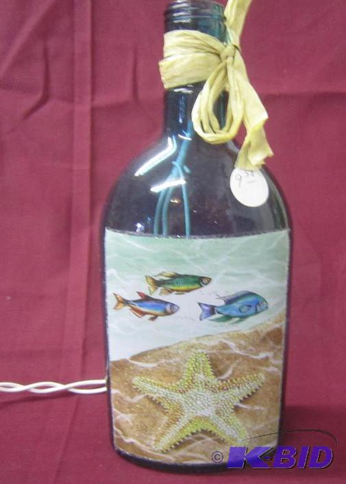 NEW  9 High Lighted Electric Bottle Lamp with Starfish and Fish