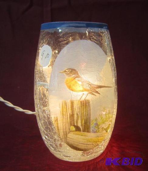 NEW  5 12 High Lighted Electric Lamp with Robin