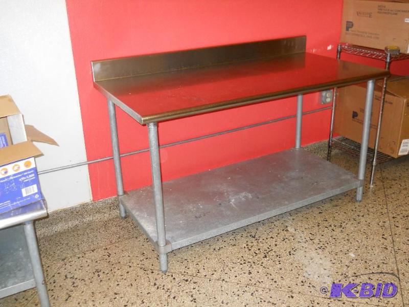 Stainless Steel Table With Backsplash and Undershelf