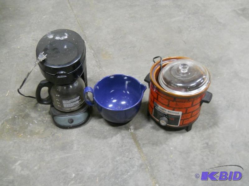 Crock Pot, Mixing Bowl and Coffee Maker