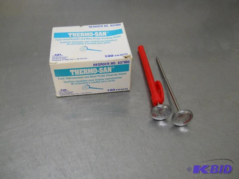2 Food Grade Thermometers and Sanitary Wipes.