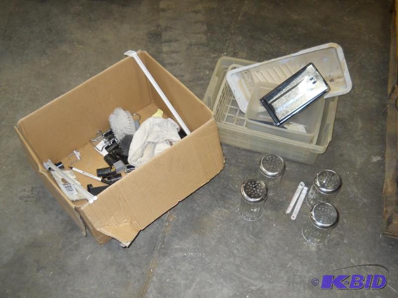 Lot of Misc. Kitchen Equipment and Condiment Shakers.