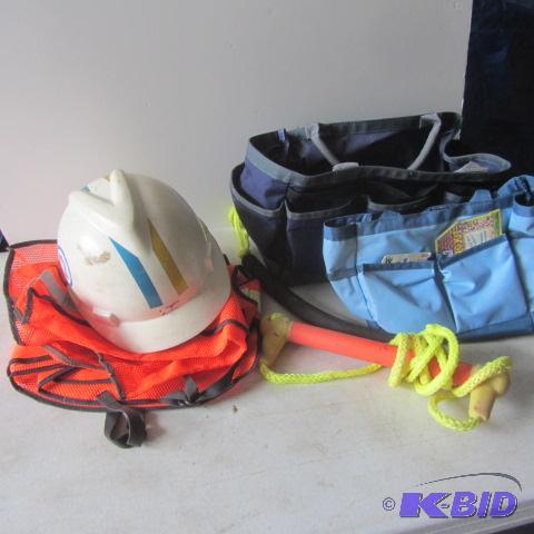 lot 130 image: Safety Vests, Hard Hat, Tow Rope