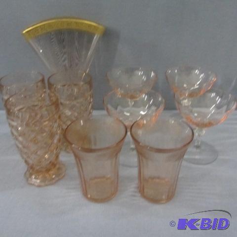 lot 23 image: Pink Depression Glass