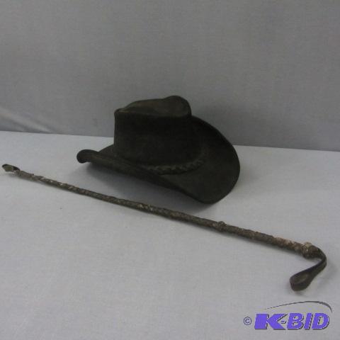 lot 43 image: Minnetonka Leather Hat, Quirt