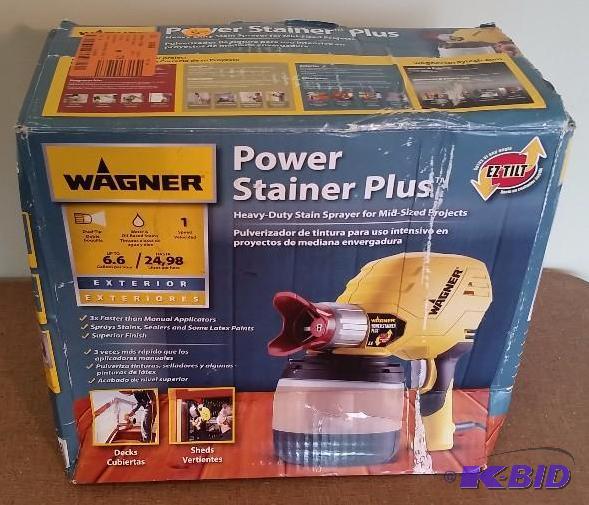 lot 10 image: Wagner Power Stainer Plus 6.6 GPH Paint Sprayer. Used Customer Return. Powered on and tested wwater