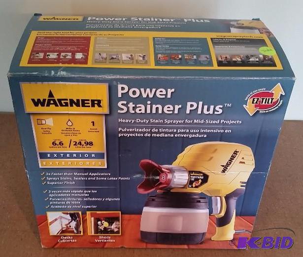 lot 12 image: Wagner Power Stainer Plus 6.6 GPH Paint Sprayer. Used Customer Return. Powered on and tested wwater