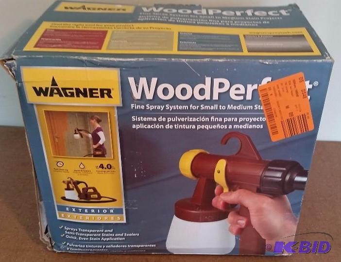 lot 13 image: Wagner WoodPerfect HVLP Stain Sprayer.  Used Customer Return.  Powers on and Tested wwater. Works.