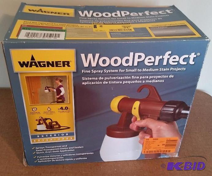 lot 16 image: Wagner WoodPerfect HVLP Stain Sprayer.  New in Box Customer Return.  Powers on and Tested wwater.
