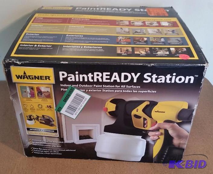 lot 19 image: Wagner Paintready Station HVLP Sprayer.  Used Customer Return.  In Box. Powers on Tested wwater