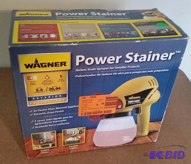 lot 8 image: Wagner Power Stainer 5.4 GPH Paint Sprayer Stainer. Used Customer Return. Powered on Tested wwater