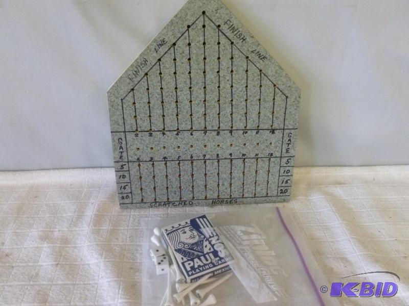 lot 102 image: Custom made horse racing card and dice game.&...