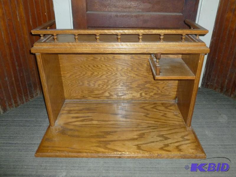 lot 18 image: Nice custom made wooden wall cabinet that mea...