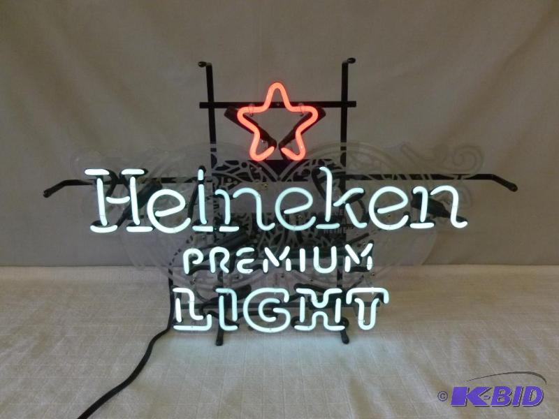 lot 2 image: Large Heineken Premium Light neon light up be...