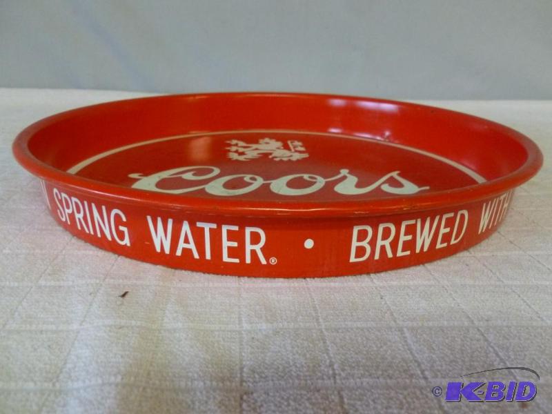lot 51 image: Collectible Coors Beer metal serving tray tha...