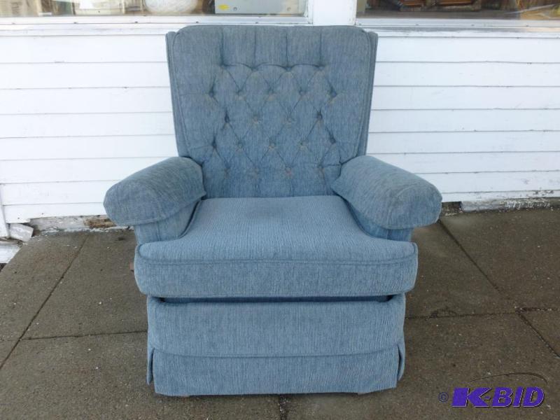 lot 6 image: Nice recliner chair, light blue  gray color ...
