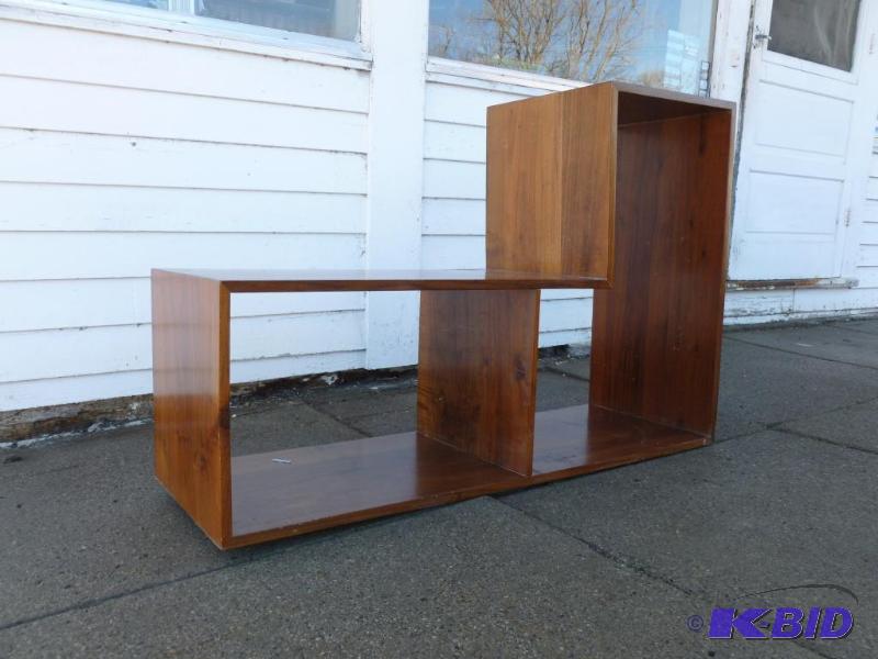 lot 8 image: Custom made two tiered solid walnut end table...