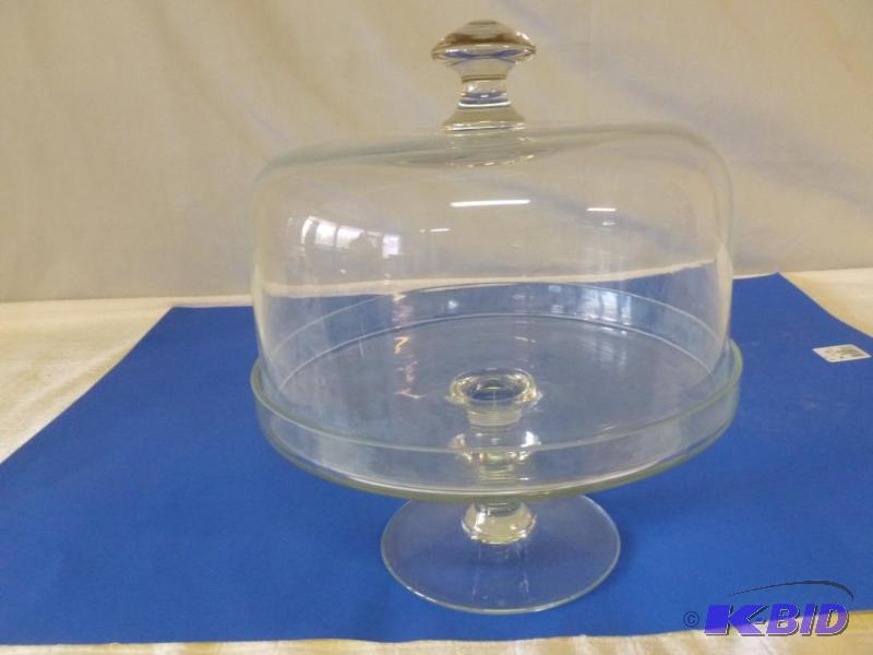 lot 80 image: Large glass cake saver. ...