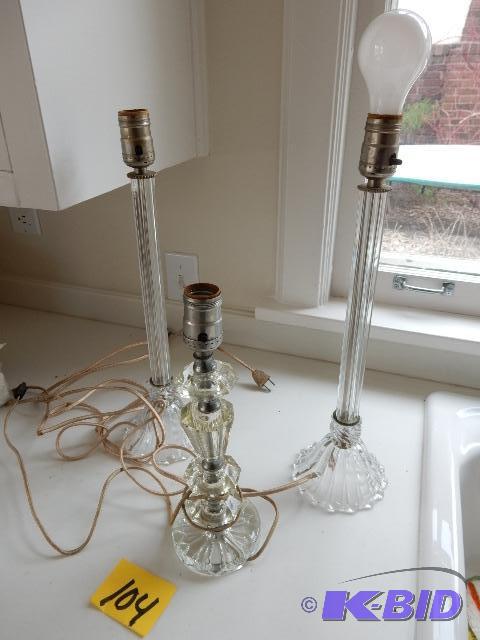 3, cut glass lamps..