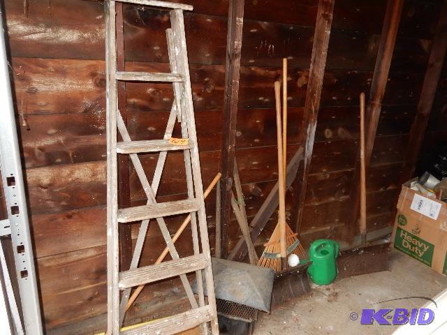 Garage Items, Ladder, Rake, Shovels