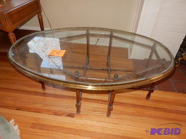 Rattan and Glass Coffee Table