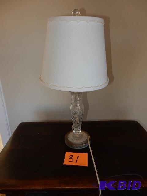 Table Lamp, Cut Glass and Gold Chrome