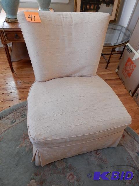 Nice armless boudoir chair , Slip Covered