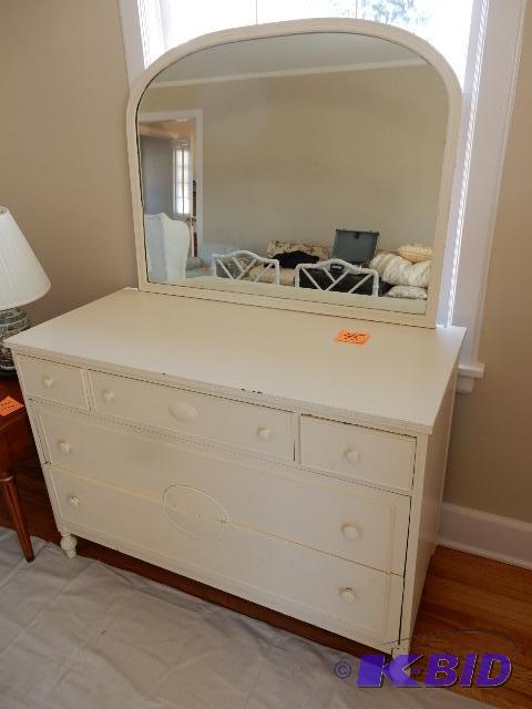 Nice Bureau, 5 Drawers, Painted Mahogany.. Matching Mirror