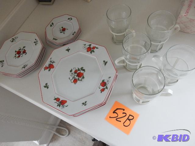 Fitz and Floyd, Inc. Fraise de Bois, China, COKE shaped glasses with holders