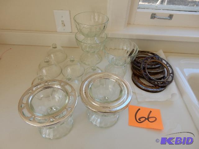 Silver Plate and Glass Shrimp Cocktail dishes