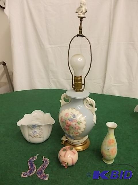 Floral Lamp, Vases, Trinket Box...