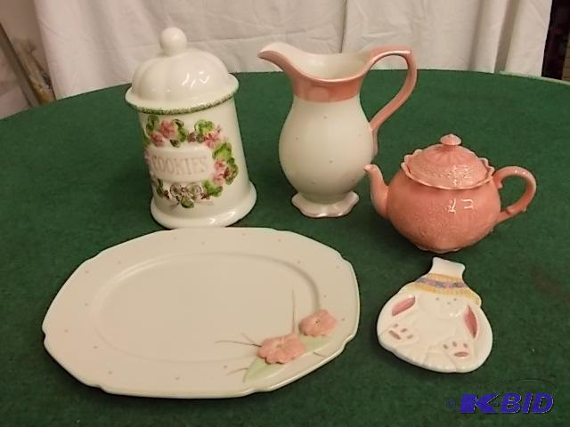 Floral Cookie Jar, Platter, Tea Pot, Pitcher,...