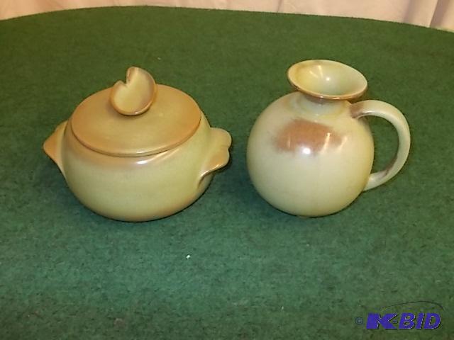 Frankoma&nbspGreen Pitcher &amp Covered Bea...