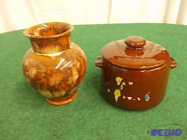 Bean Pot With Lid, Brown Vase...