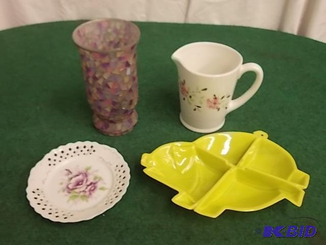 Mosaic Glass Vase, Pig Platter, Floral Plate ...