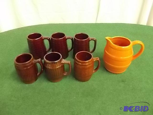 Orange Pitcher, 6-Assorted Brown Barrel&nbsp...