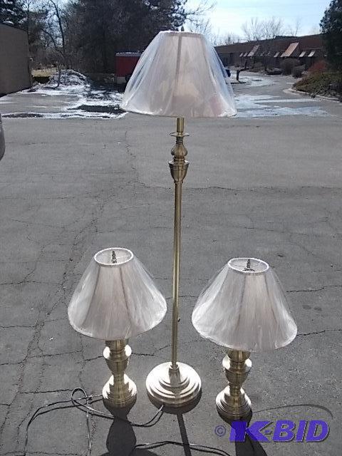 3 Piece Lamp Set Brushed Brass (New)...