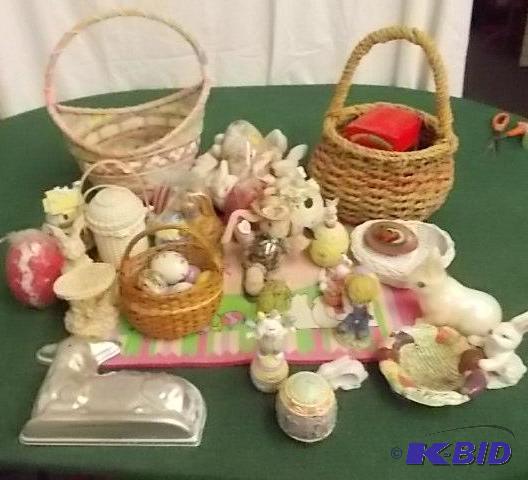 Large Box Lot Of Easter Related (Baskets, Rab...