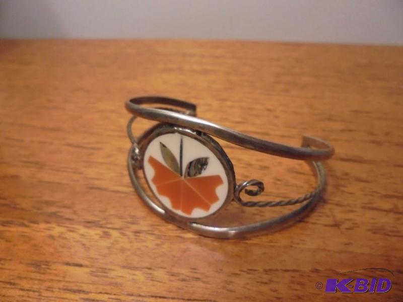 lot 10 image: Sterling&nbspSilver bracelet with enamel inl...