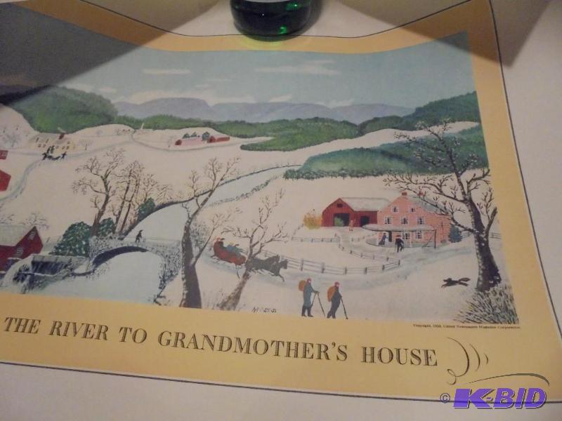 lot 104 image: 1953 Grandma Moses print.  ...