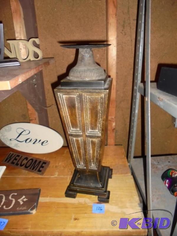 lot 126 image: 16 inch metal decorative candle holder....